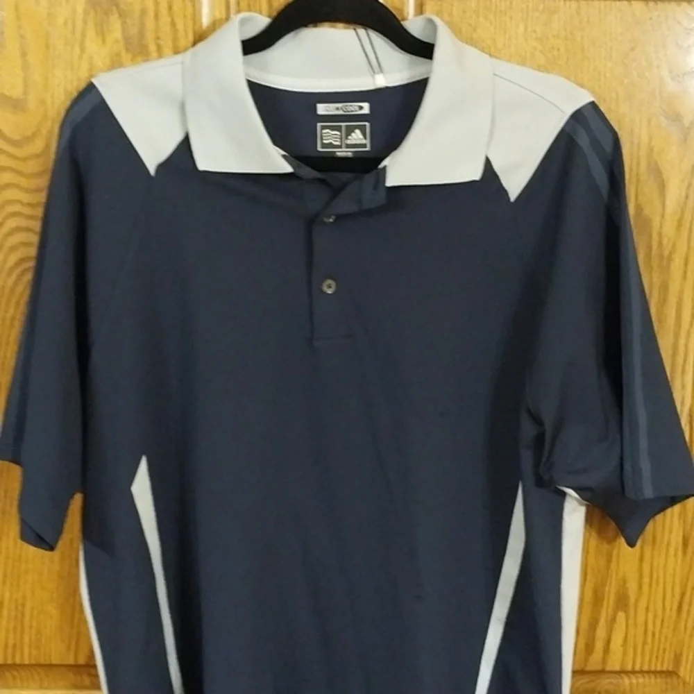 Adidas NWT Men's ClimaCool Golf Polo Shirt Size Medium Navy Gray UPF 15+ Coolmax